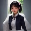 年轻女性客服代表微笑坐在客服工位前，桌面放置耳机与笔记本电脑