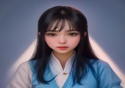 韩国女主播在化妆镜前进行美妆教学直播，桌上摆满化妆品和补光灯