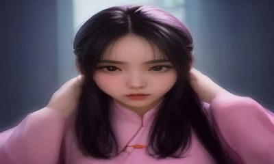 韩国女主播在美妆直播间对镜试色口红，桌面陈列多支唇膏